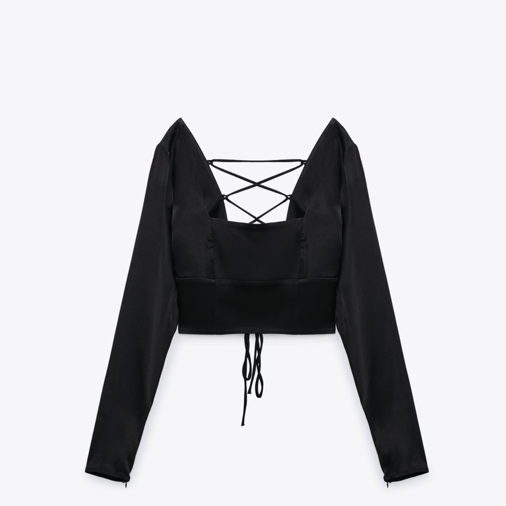 NWOT Zara crop top satin silk adjustable back 7385 429